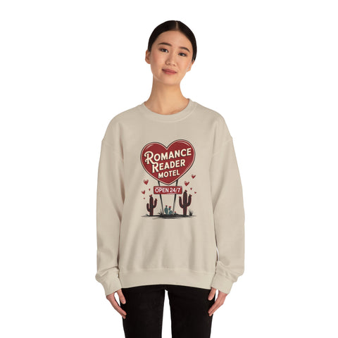 Romance Reader Motel Crewneck Sweatshirt - Cozy Unisex Pullover for Book Lovers