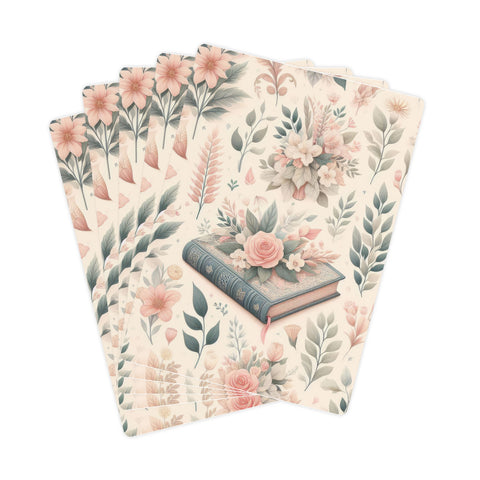 Floral-Book Themed Poker Cards Set - Elegant Card Game for Game Nights & Gatherings