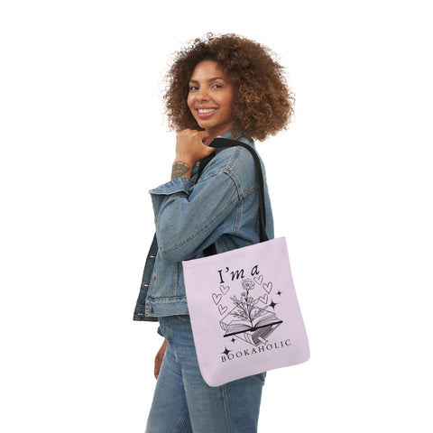 Bookaholic Canvas Tote Bag, Black Strap