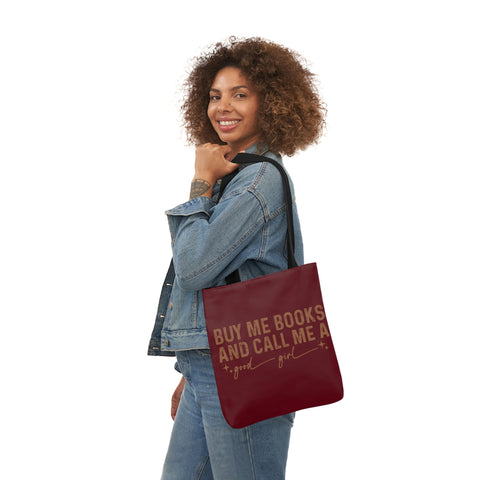 Buy Me Books Canvas Tote Bag, Black Strap