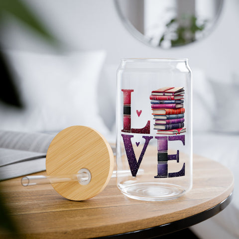 Love Books; Sipper Glass, 16oz