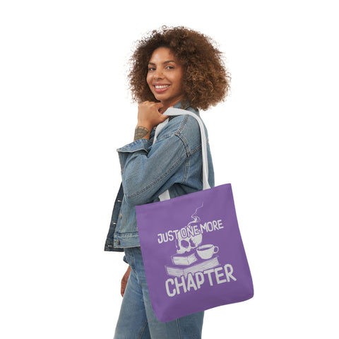 One More Chapter Canvas Tote Bag, Black/White Strap